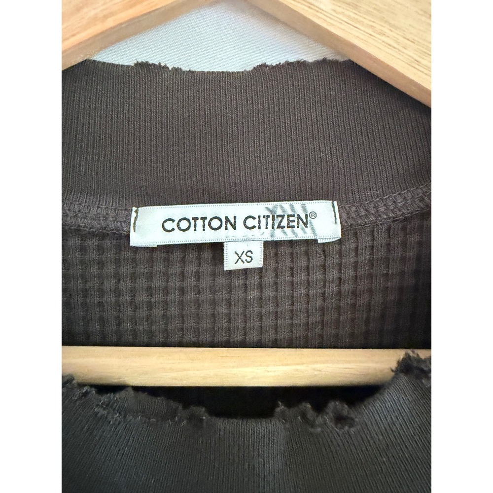 Cotton Citizen Thermal Top Women Grey Distressed Waffle Knit Long Sleeve XS - Picture 3 of 7